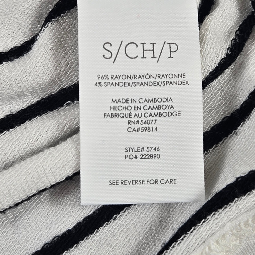 Cabi Top Womens Small White Black Striped V-Neck Drawstring 5746 - Picture 4 of 8
